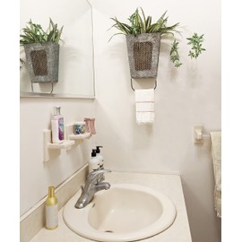 Farmhouse Galvanized Steel Wall Box with Towel Bar, Rustic Vintage Style Bathroom or Kitchen Decor Accessory, 8" x 4.2" x 13.5" by SciencePurchase