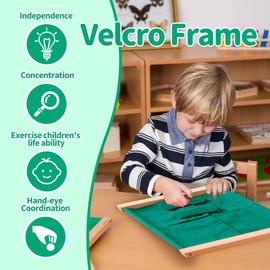 MONTESSORI OUTLET Velcro Frame | Practical Life Material for Toddlers & Preschoolers | Learn to Velcro Clothes, Develop Fine Motor Skills & Independence (Ages 3-6)