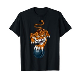 Tiger Bowling Ball Animal Cartoon Character T-Shirt
