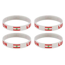 ZENRUIMING 4 Lebanese Flag Silicone Bracelets, Lebanon Tourism Souvenir Bracelet Outdoor Sports Stretch Wristbands, Sports Event Cheering Bracelets