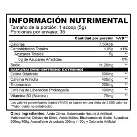 Samurai (pre Entreno Extremo) 175g Chicle