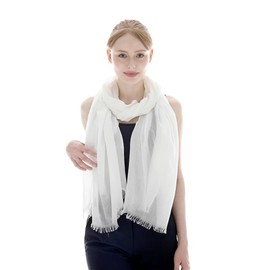 LMVERNA Linen Cotton Scarf for Women Soft Lightweight Fringed Scarf Beach Gauze Summer Wraps and Shawls (White)