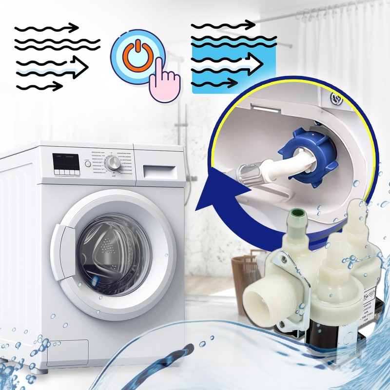 Valve on inlet for washing machine with 3 outlets 90°