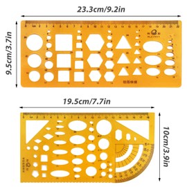 XPOOP Pack of 2 Circle Stencil Template for Drawing Circle Ruler for Drawing Aids Digital Measuring Templates Rulers for Office and School