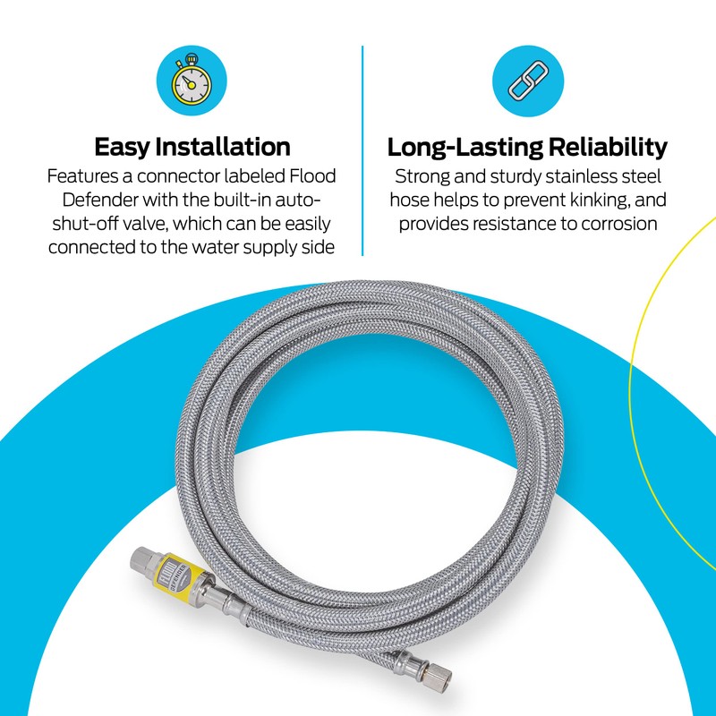 Eastman Ice Maker Connector, 1/4 Inch Compression, Flood Defender Auto