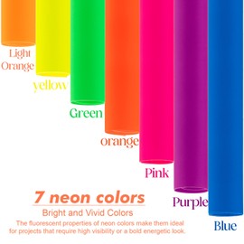 Large Construction Paper 16X24 Inches,56 Sheets Neon Paper 7 Color Fluorescent Paper Bright Cardstock 250 GSM/90 lb Heavyweight Projects School Science Fair Event Displays and Business Presentations
