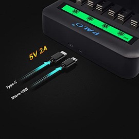 Pilas Recargables D con Cargador Pack de 4, Cargador USB de Alta Velocidad para Pilas Recargables AA AAA C D