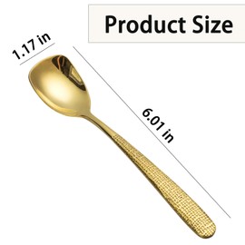 Dessert Spoons Set of 6,Stainless Steel Gold Dessert Spoon,Ice Cream Spoons Small Spoon for Home Kitchen Coffee Bar