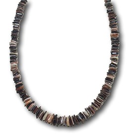 Native Treasure 14" Men Women Tropical Summer Beach Surfer Necklace From the Philippines, Polished Mixed Brown Ark Shells