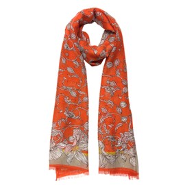 Humble Hilo Vector Art Fashion Scarf (Orange Floral, Large)