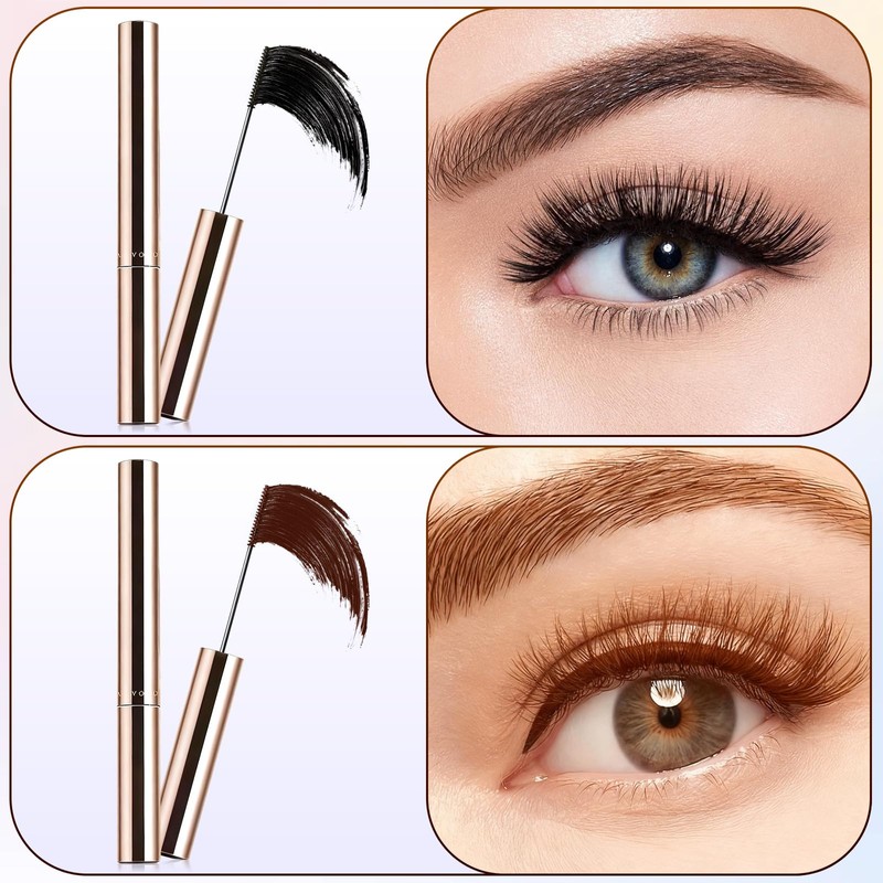 2PCS Ultra-Fine Lengthening Waterproof Quick-Dry Mascara, Iron Wand Mascara, Waterproof