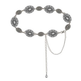 Western-Concho-Belt-Women Cowgirl-Metal-Belts Boho Silver Vintage Turquoise Chain Belt for Dress Jeans