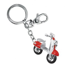 TEN KEY CHAIN RED AND WHITE SCOOTER WITH CRYSTALS - cod. EL3014 - L. 11 cm - W. 4 cm - H. 1 cm by Varotto & Co.