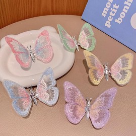 6PCS Embroidery Butterfly Car Decoration, Butterfly Decoration with Dancing Wings, Car Center Console Air Vent Decoration, Car Accessories, Dashboard Ornament Kit