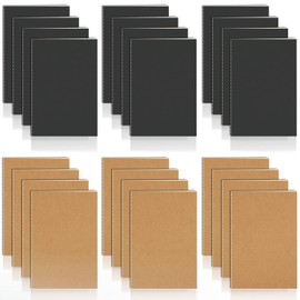DWIYITTN 24 Pack Pocket Notebook, 9x13cm Handy Mini Notebook Lined 36 Page Mini Notepad Bulk for Party Bags Small Project Writing Note Taking Sketch (Brown & Black)