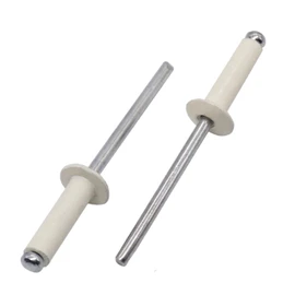 SKIR'CO Pack of 500 Painted Blind Rivets 4.0 x 10 mm Aluminium Blind Rivets DIN 7337 Dome Head Steel Mandrel Pop Rivets (Pure White RAL 9010)