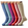 KEMISANT Women Socks 6Pack,Compression Knee-High Socks 15-20 Pressure For Nurse