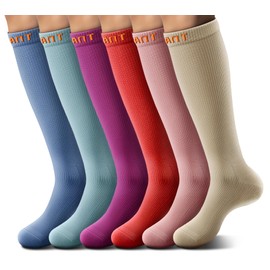 KEMISANT Women Socks 6Pack,Compression Knee-High Socks 15-20 Pressure For Nurse Recovery-Extra Wicking(6Pairs,Small-Medium)