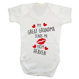 My great grandma sends me kisses from heaven baby vest bodysuit babygrow White