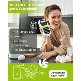 Vixic Label Maker Machine with-Tape, H1100 Handheld Label Maker Portable Labeler with Backlight Screen Keyboard for Home School Office Organization, Multiple Fonts Symbols Borders Easy to Use Inkless