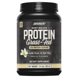 ONNIT Grass Fed Whey Isolate Protein Powder, Vanilla Flavor, Whey Protein Powder Dietary Supplement to Support Muscle Gain and Workout Recovery, 30 Servings per Tub, 30.7 oz