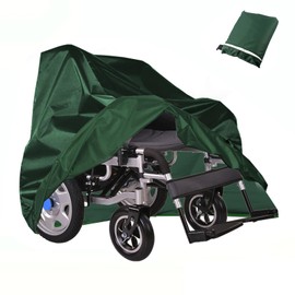 Wheelchair Cover Waterproof Electric Wheelchair Covers for Indoor and Outdoor Travel, 210D Oxford Mobility Scooter Cover for Storage, Prevent Rain Wind Dust Dirt Snow Sun 40x30x40 Inch (Green)