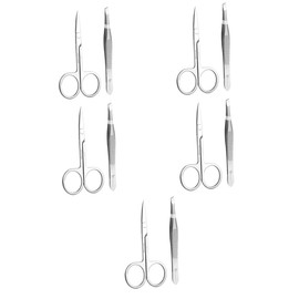 Minkissy 5sets Stainless Steel Eyebrow Grooming Kit Precision Tweezers Brow Scissors for Eyebrow Shaping Ergonomic Easy to Use Brow Tools for Personal Professional Grooming
