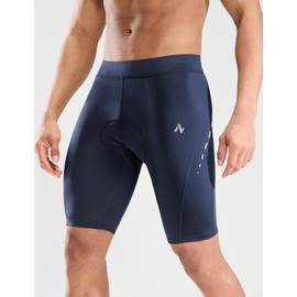 Nepest Men's Bike Shorts 4D Padded Cycling Road Biking Riding Biker Bicycle Mountain Cycle Shorts Zipper Pockets, Dark Blue, Medium