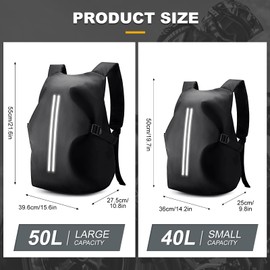 WEPLAN Motorcycle Backpack for Men Waterproof Helmet Backpack Women Motorcycle Helmet Bag Cycling With Reflective Strip Sac a Dos Moto Travel Backpacks Lightweight,Black Small