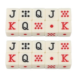 Spanish Dice, 20pcs Spanish Poker Dice 6-Square JQK Dice Plastic Table Game Dice for Playing Yahtzee/Farkle/Liar, Yellow