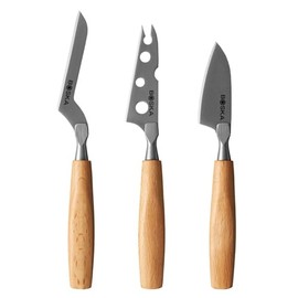 BOSKA Cheese Knife Set Amigo Small: Set of 5 Small Knives for All Cheese Types; Ergonomic Beech Wood Handle; Stainless Steel; Non-stick Thanks to BSF Treatment