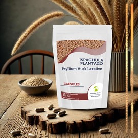 Ispaghula Plantago Psyllium Capsules – Natural Fiber Supplement for Digestive Health & Regularity - 180 Capsules