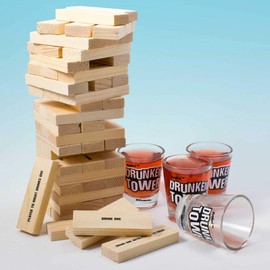 GOODS+GADGETS Party Drinking Game Drunken Tower Tippy Board Game for Adults Drinking Game Stacking Game Classic Party Game with Shot Glasses