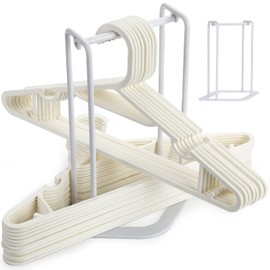 HAKDAY Hanger Stacker Holder Stand, White Plastic Hangers Rack Storage for Closet and Laundry Room Organization