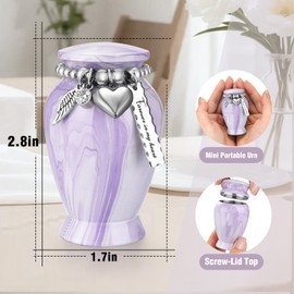 Abooxiu Small Urns for Human Ashes Keepsake 2.85 Inches Mini Urns for Ashes Memorial Small Cremation Urn Ash Keepsake Urns Mini Funeral Burial Decorative Urn for Adult Males Females Pets, Purple