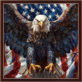 Leczany Cross Stitch Patterns Stamped Kit for Beginners | Embroidery Supplies DIY Craft Kit Starter Needlepoint for Adults or Kids | 11CT, 3 Strands | Eagle Spreads its Wings 19.7x19.7 inches