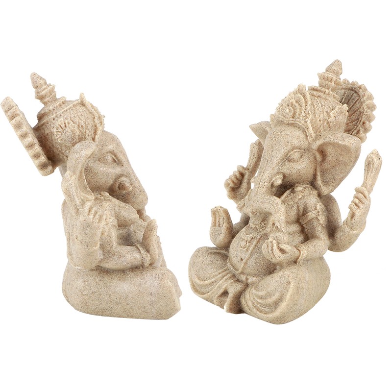 Sandstone Resin Indian Ganesha Elephant God Statue Fengshui Buddha Sculpture
