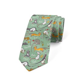 Lunarable Necktie, Cartoon Funny Creatures, 3.7", Almond Green Multicolor