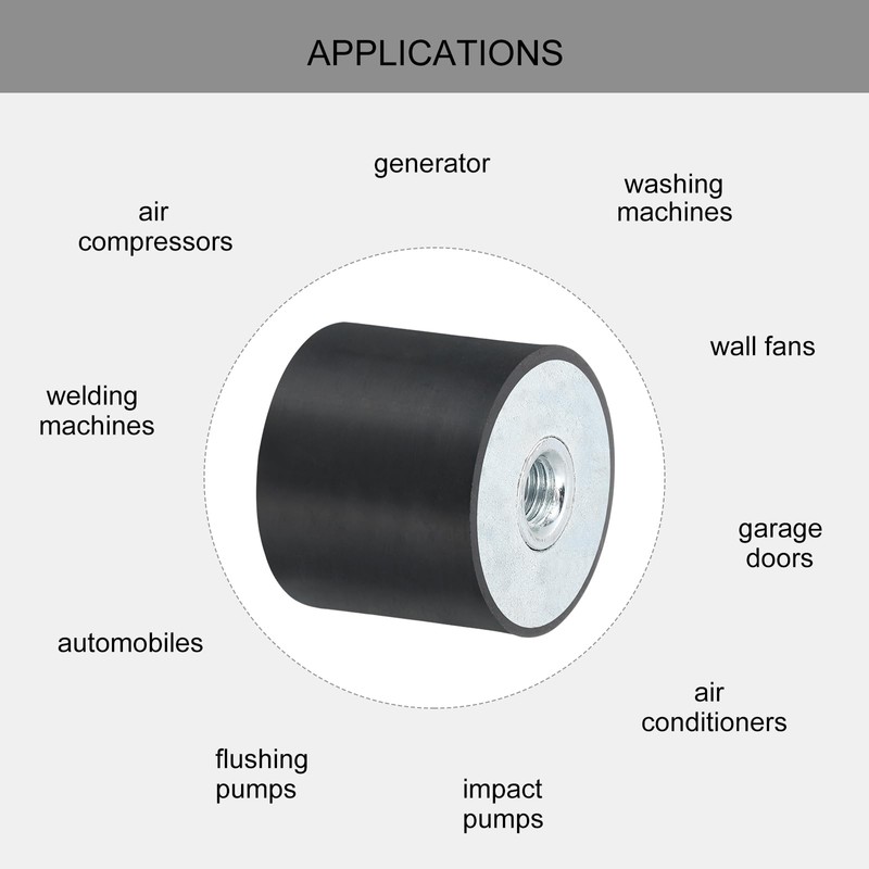 sourcing map 40 x 35mm M10 Thread Female Rubber Mounts,