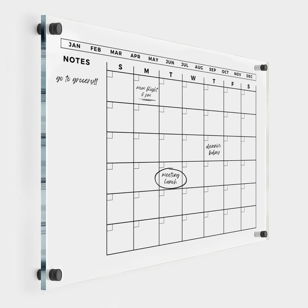 Large Acrylic Calendar Acrylic with Black Hardware - Calendar 2024