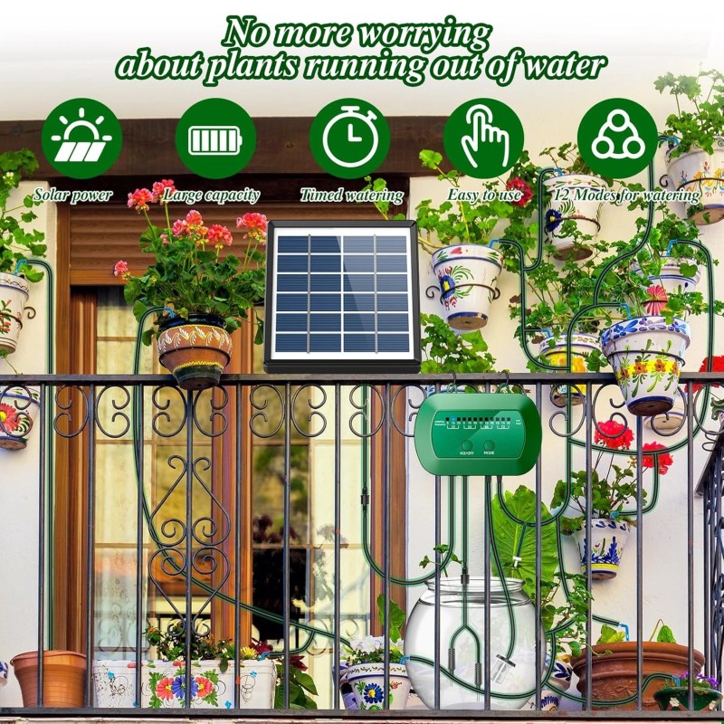 AnseTo Smart Solar Irrigation Kit - 15m Hose,Auto Watering for