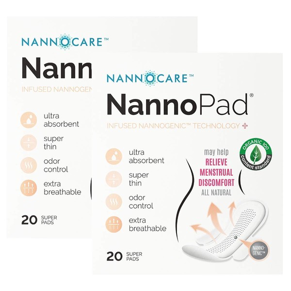 NannoPad Super – Algodón orgánico certificado – alivia naturalmente tu incomodidad – sin fragancias, productos químicos o tintes, control de olor y transpirable
