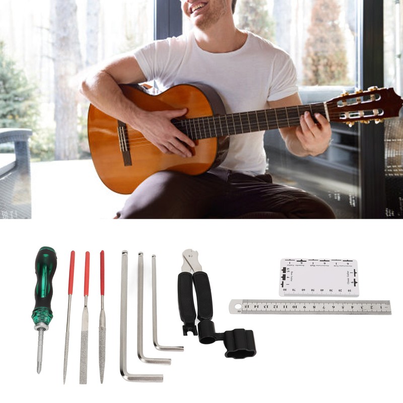 Guitar Maintenance Tool Kit Hex Wrench File Screwdriver Ruler String