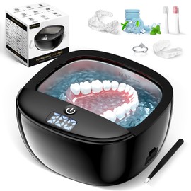 Wireless Ultrasonic Retainer Cleaner, Rechargeable Ultrasonic Cleaning Machine for Dentures, Retainer, Aligner, Mouthguards and Toothbrush Head, 43kHz Portable Ultra Sonic Jewelry Dental Clean Pod