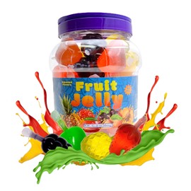 Funtasty Fruit Squeezable Jellies - 40 Count Jar - Tik Tok Candy - Fun Jelly Treat in Assorted Fruit Flavors - Mango, Strawberry, Apple, Pineapple, and Grape