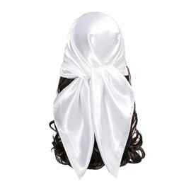 Floerns Women's Paisley Print Headscarf Square Hair Scarf Silk Satin Bandana White One-Size