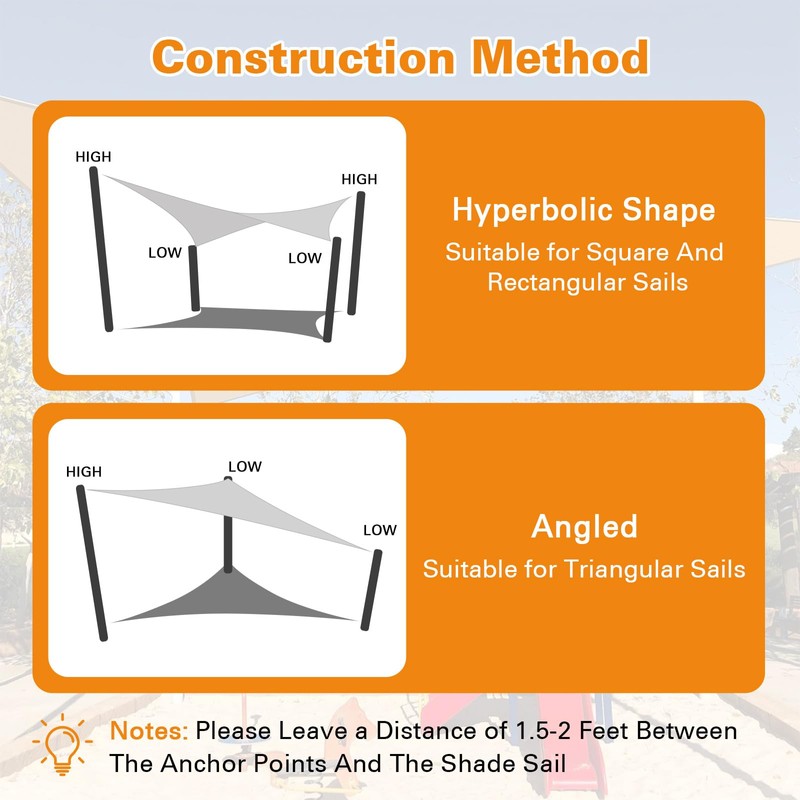 Sun Shade Sail 8'X16' Light Grey Rectangle