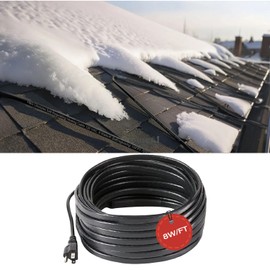 H&G Lifestyles 8W/FT Roof Heat Cable for Roof and Gutters, Self-Regulating Heaters to Prevent Ice Dams,Heavy Duty Heat Tapes for Snow De-icing, 8Watts per Foot Patented Heating Technology 140FT