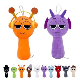 Sprunki Plush Toys for Kids, Incredibox Sprunki Birthday Decoration Plushies Animal Doll, Cute Soft Stuffed Sprunki Mini Figures Game for Gift Party (Purple and Orange)