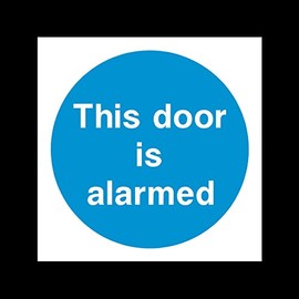 USSP&S This Door is Alarmed Plastic Sign - Emergency Exit Sign - Blue - Informative Safety